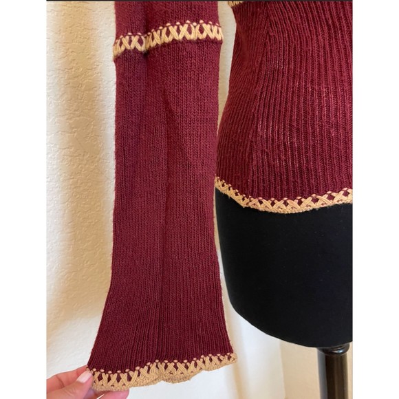 Rue21 Vintage 90's/Y2K Burgundy Hooded Bell Sleeve Sweater - Sz L - Picture 4 of 10